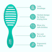 Wet Brush Speed Dry, Green Juice (Summer Quencher) - Vented Design & Soft HeatFlex Bristles Are Blow Dry Safe - Ergonomic ...