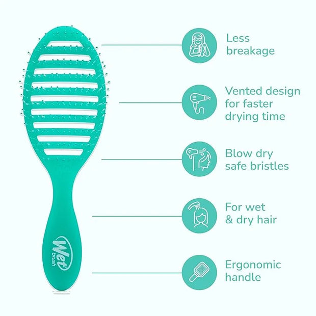 Wet Brush Speed Dry, Green Juice (Summer Quencher) - Vented Design & Soft HeatFlex Bristles Are Blow Dry Safe - Ergonomic ...