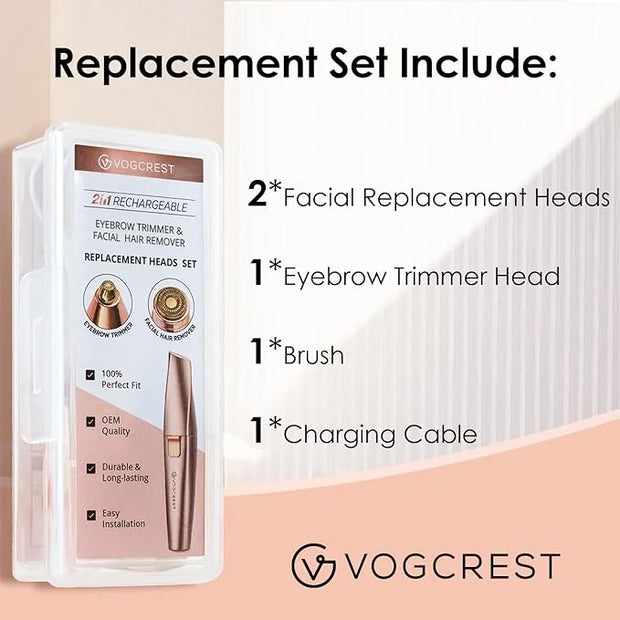 Replacement Heads for Eyebrow Facial Trimmer: Original Heads Replacement Set for 2 in1 Facial Eyebrow Trimmer - Suitable f...