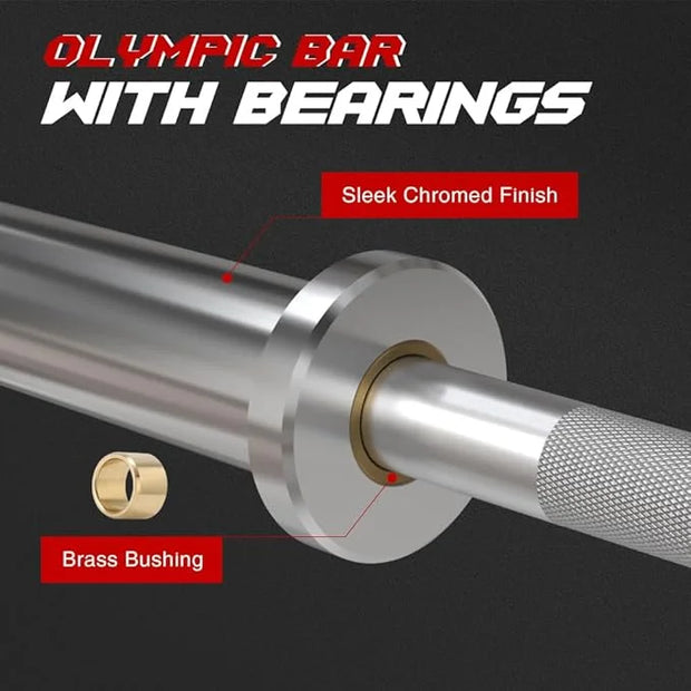 4FT Olympic Barbell Bar 47Inch Straight 2 Collars, 500Lbs Capacity 2 Inch - Product Image