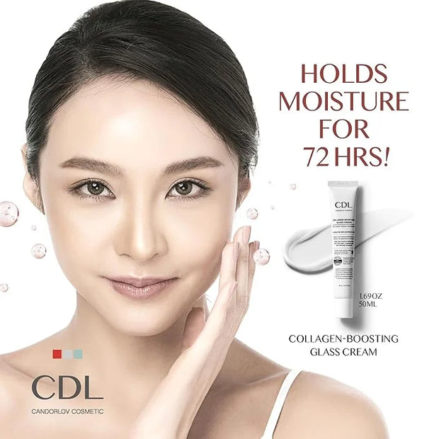 Collagen Boosting Glass Cream, Korean Glowing Skin Deep Hyrdration for 72 HR, Instant Elasticity Improving,PDRN Pomegrante...