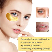 Adofect 40 Pairs Under Eye Patches and Lip Mask 24K Gold Eye Mask for Puffy Eyes Collagen Lip Masks and Crystal Eye Mask R...