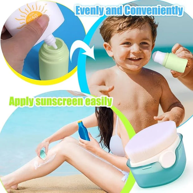 3 PCS Sunscreen Applicator for Kids, Soft Sunblock Brush + 2 PCS Empty Roller Ball Container for Sunscreen Lotion, Sunscre...