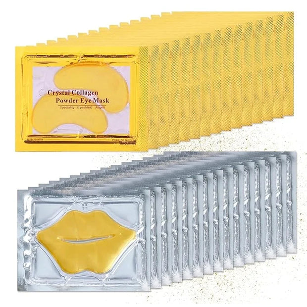30 Pairs Lip Masks & Eye Mask, 24K Under Eye Masks and Collagen Crystal Gel Lip Mask, Under Eye Patches for Puffy Eyes, Da...
