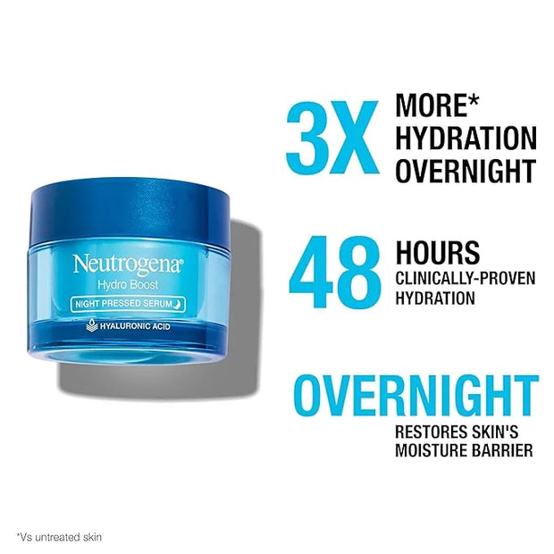 Neutrogena Hydro Boost Night Pressed Serum, Hyaluronic Acid Face Moisturizer for Normal to Extra Dry Skin, Delivers Overni...
