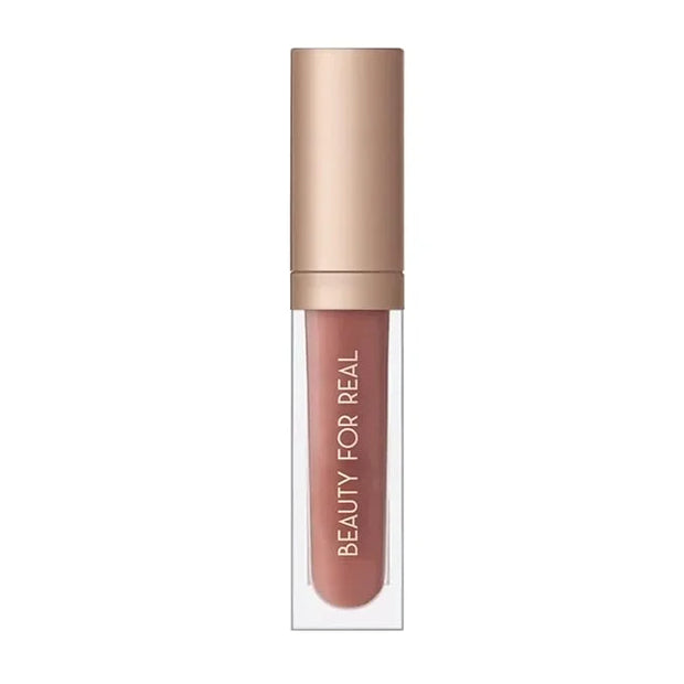 Beauty For Real Lip Gloss + Shine, Nudist - Beige Nude Pink - Non-Sticky Plumping & Hydrating Gloss - Light & Mirror In Ca...
