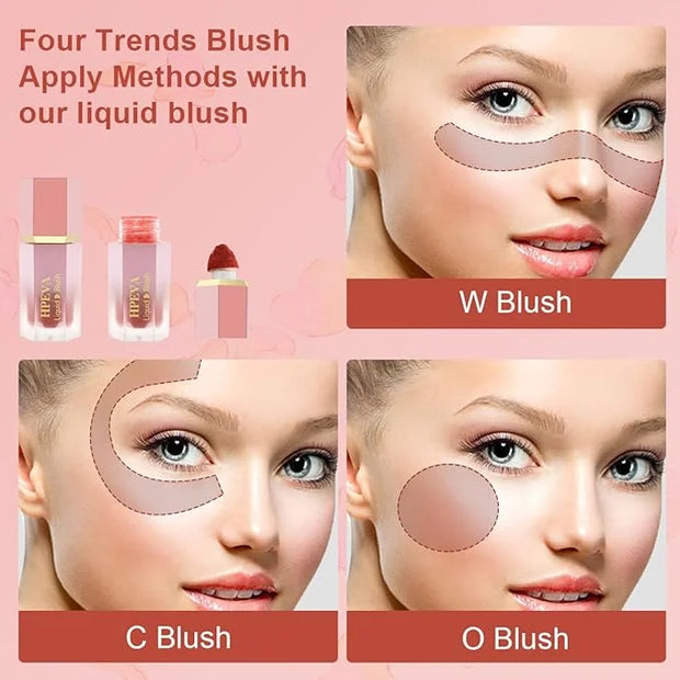Liquid Blush for Cheeks,Soft Cream Matte Korean Makeup Blush,Lightweight Breathable Feel Long Lasting Natural Red Pink Pea...