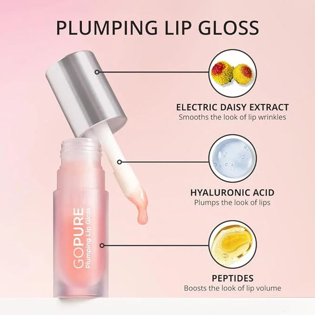 goPure Lip Plumper – Plumping lip gloss formula with Hyaluronic Acid & Peptides, moisturizing, volumizing, smooths the loo...