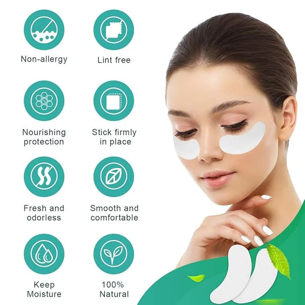 AHIER Eyepads Eyelash Extensions Lint Free, 100 Pairs Set Eye Pads for Lash Extensions, Hydrogel Eye Patch DIY False Eyela...
