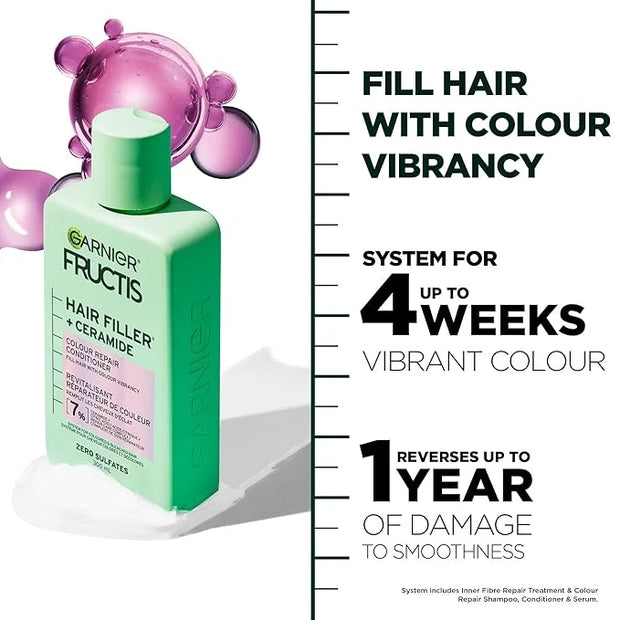 Garnier Fructis Hair Filler Color Repair Conditioner with Ceramide, Smoothing & Sulfate Free Conditioner for Colored, Blea...