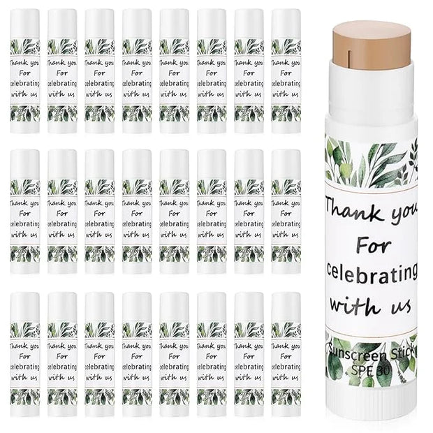 24 Pcs Mini Sunscreen Stick Bulk for Summer Wedding SPF 30 Face Sunscreen Stick Water Resistant Light Skin Tone Sun Block ...
