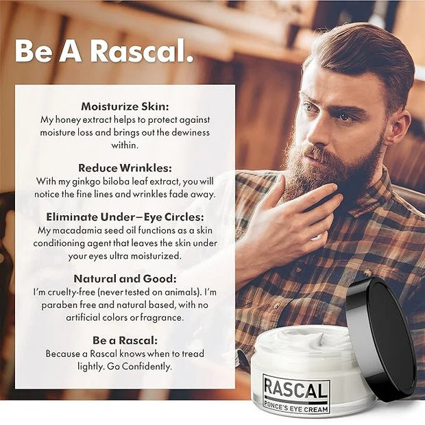 Rascal Ponce's Eye Cream | Under Eye Cream Dark Circle Remover for Men - Made with ginkgo Biloba Leaf Extract Macadamia Se...