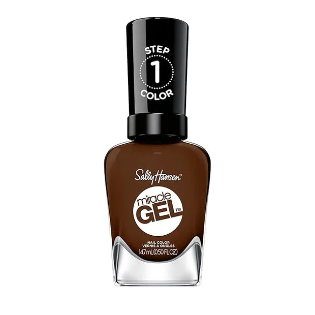 Sally Hansen Miracle Gel, Been There, Dune That, Long Lasting, Gel-Like Formula, No UV Lamp Needed, Opaque, Shiny Brown Na...