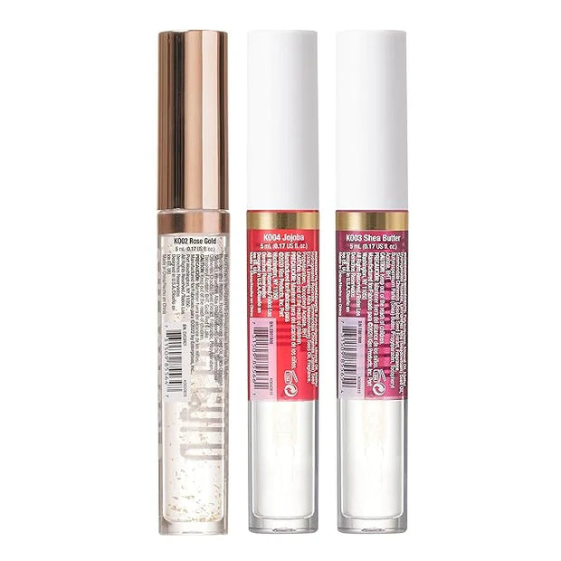 3 PACK Lip Oil Gloss, Hydrating Non-Sticky Lip Oil, 100% Natural Oil Clear Lip Gloss, Lightweight Lip Moisturizer (Rosegol...