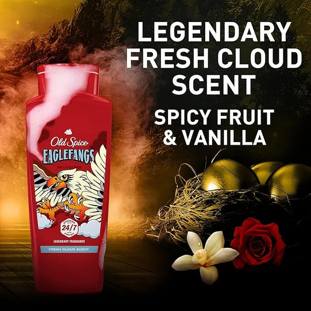 Old Spice Cleansing Body Wash for Men, 3X Defense, 24/7 Shower Fresh with Lasting Scent, 2-in-1 Body & Face Wash, Eaglefan...