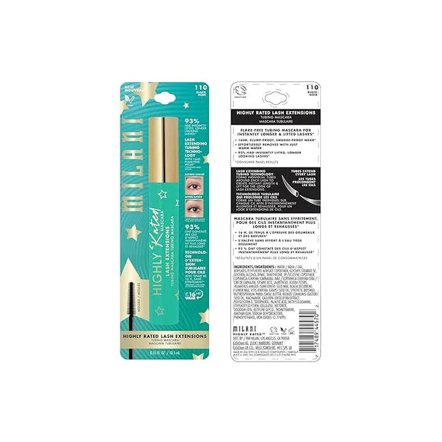 Milani Tubing Mascara, Highly Rated Lash Extensions Tubing Mascara Black for Added Length and Lift, Shea Butter to Nourish...