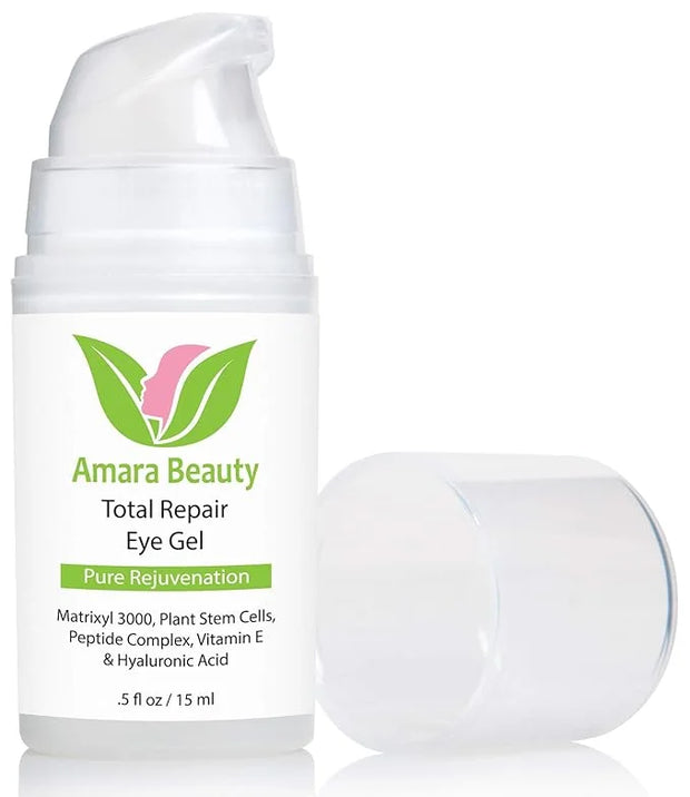 Amara Beauty Eye Cream Gel for Dark Circles and Puffiness with Peptides & Hyaluronic Acid, 0.5 fl. oz. - Product Image