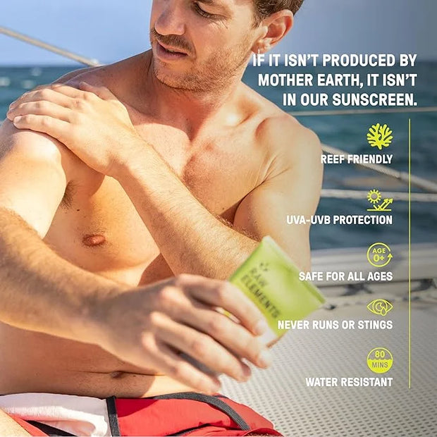 Raw Elements Face and Body Mineral Sunscreen SPF 30 Tube, Organic Sunblock Daily Protection, Non Toxic Reef Safe, Water Re...