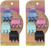 Planet Goody Plant-Based Heritage Claw Clips, Medium, Extra Strong, Bright Colors, Pink, Periwinkle, Green, And Black, 4 C...