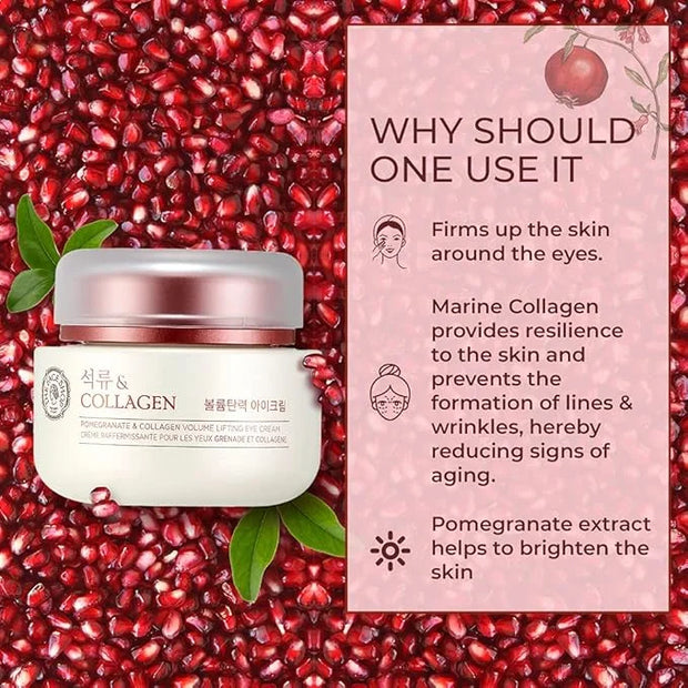 The Face Shop Pomegranate & Collagen Volume Lifting Eye Cream | Ultra-Light Eye Cream for Eye Skin Lifting, Firming & Brig...