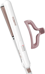 Conair Double Ceramic Flat Iron, 1-inch Hair Straightener with Bonus Claw Clip - Product Image