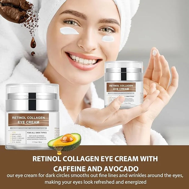 Eye Cream with Retinol Collagen for Wrinkles, Avocado for Hydrating, Caffeine and Vitamin C for Dark Circles and Puffiness...