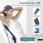 USB Electric Heated Eye Mask for Dry Eyes & Migraines - Adjustable Temperature (36-60℃) & Timer, Silk Washable Cover, USB-...