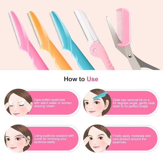 12 Pcs Eyebrow Razor, Face Razors for Women, Exfoliating Trimmers, Eyebrow Grooming Shaper for Women, Peach Fuzz, Hair Rem...