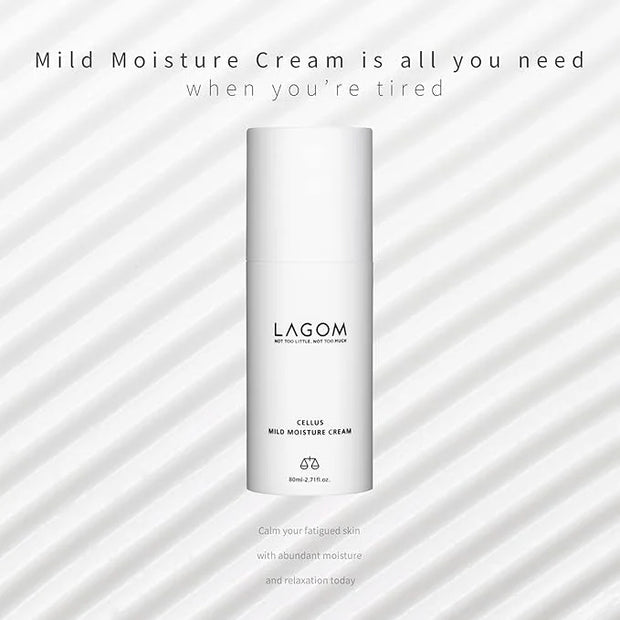 LAGOM Cellus Mild Moisture Cream with D-panthenol, Natural Moisturizer, Hypoallergenic, Fragrance-Free, Refreshing Herbal ...
