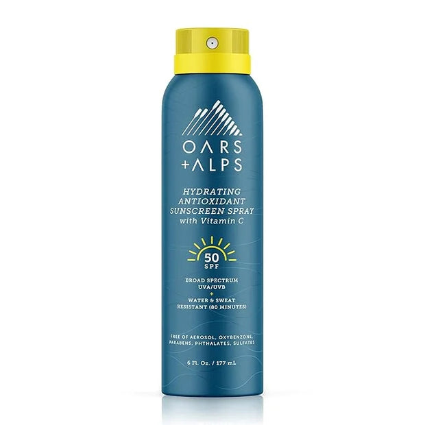 Oars + Alps Hydrating SPF 50 Sunscreen Spray, Infused with Vitamin C and Antioxidants, Water and Sweat Resistant, 6 Oz, 1 ...