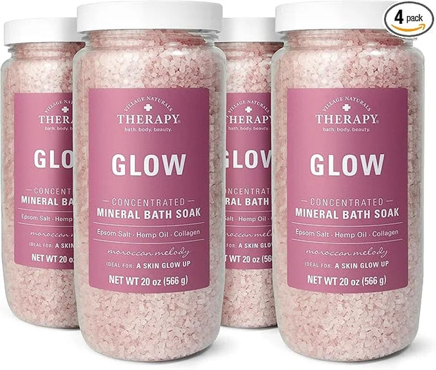Village Naturals Therapy Glow Concentrated Mineral Bath Soak, Moroccan Melody Scent, 20 oz, Pack of 4 - Product Image