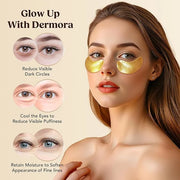 DERMORA Golden Glow Under Eye Patches (100 Pairs Eye Gels) - Rejuvenating Treatment for Dark Circles, Puffy Eyes, Refreshi...