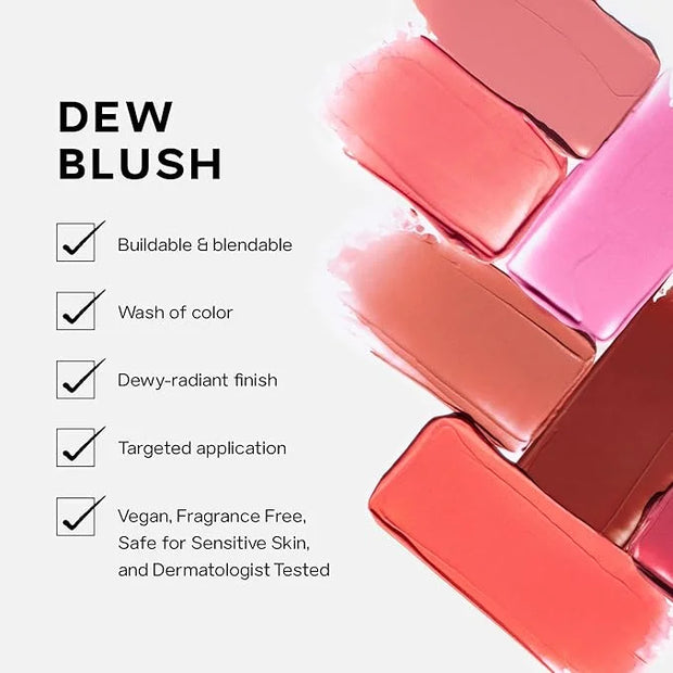 Saie Dew Liquid Blush for Cheeks - Hydrating Cream Blush Stick with a Blendable + Buildable Formula - Skincare Infused Dew...