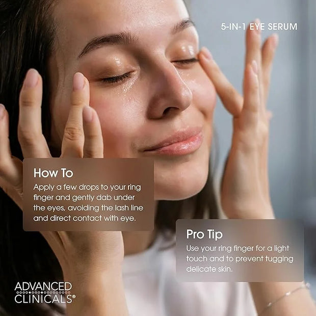 Advanced Clinicals 5-in-1 Eye Serum | Multi-Benefit Visible Anti Aging Under Eye Serum Face Moisturizer Reduces Appearance...