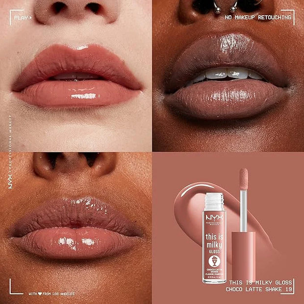 NYX PROFESSIONAL MAKEUP This Is Milky Gloss, Lip Gloss with 12 Hour Hydration, Vegan - Choco Latte Shake (Milk Chocolate) ...