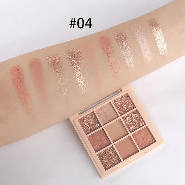 9Colors Champagne Rose Gold Eye Shadow Palette Makeup,Highly Pigmented Shimmer Pink Eyeshadow Palette Nude Glitter Sparkly...