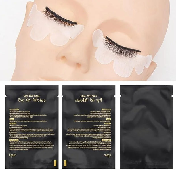 100 Pair Set Eye Gel Pads For Eyelash Extensions Lint Free Patches Beauty Tools (Black) - Product Image