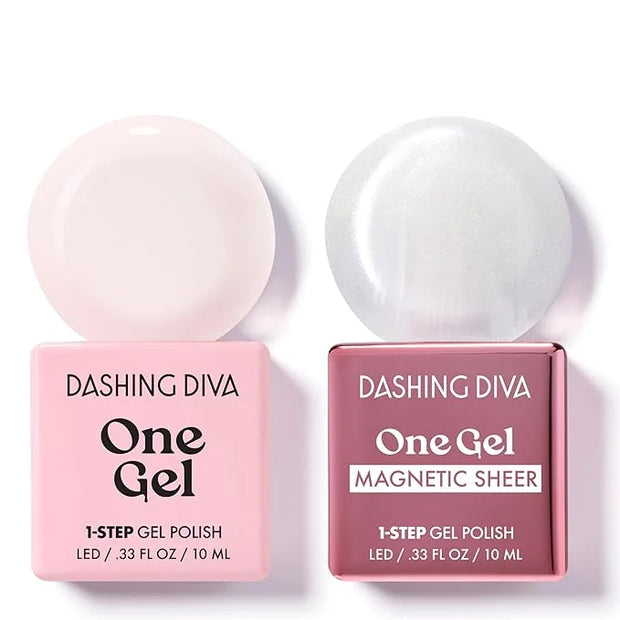 Dashing Diva One Gel Color & Magnetic Topper Duo - OG - Pointe & Silver Glitter Topper - 3-in-1 Base Coat, Nail Color & To...