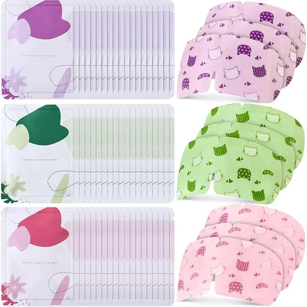 48 Pack Steam Eye Mask Disposable Self Heating Warm Compress for Dry Eyes, Unscented Lavender Rose Scented for Women Men S...