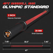 4FT Olympic Barbell Bar 47Inch Straight 2 Collars, 500Lbs Capacity 2 Inch - Product Image
