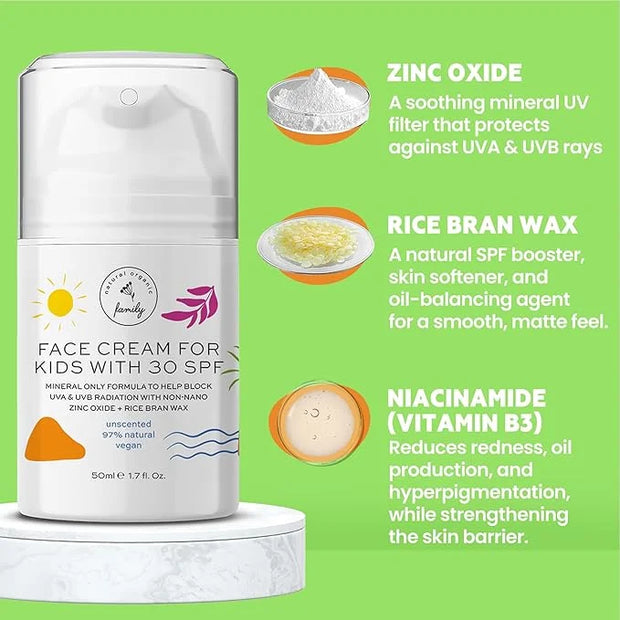 Gentle Face Cream SPF 30 Mineral Face Sunscreen – Lightweight, Non-Greasy Reef-Safe with Zinc Oxide, Niacinamide - Hydrati...