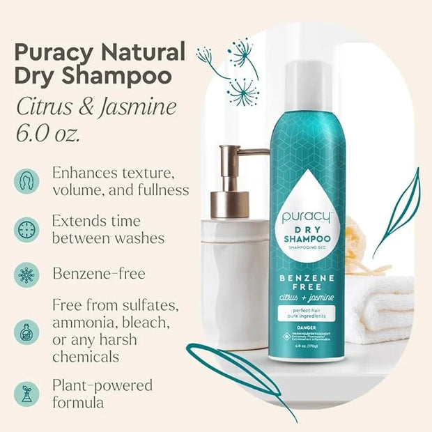 Puracy Natural Dry Shampoo For Women - Plant-Powered Cleansing Volumizing Revitalizing Dry Shampoo As Seen on TikTok, Benz...