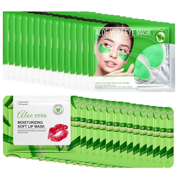 30 Pairs Lip Masks & Eye Mask - Aloe Vera Under Eye Patches for Women - Moisturizing Lip Mask for Women - Firming Eye Patc...