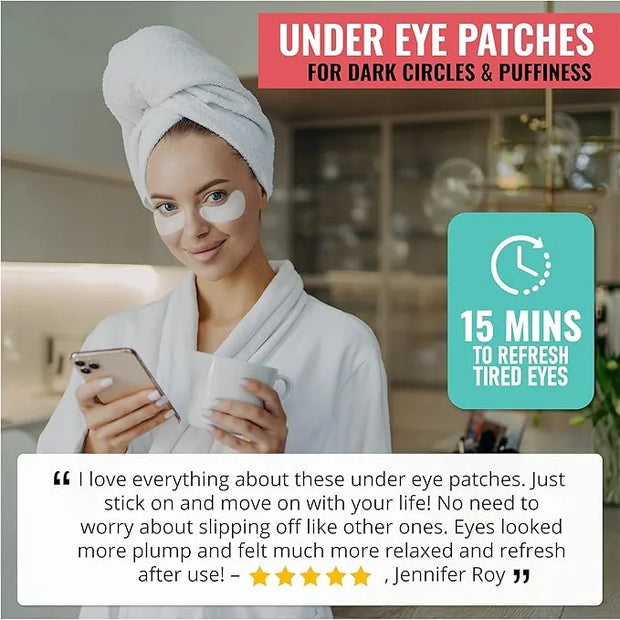 Under Eye Patches for Dark Circles and Puffiness (20 Pairs) - Korean Skin Care Caffeine Collagen Eye Patches for Puffy Eye...