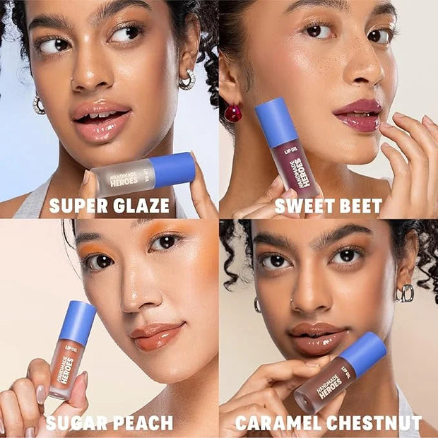 Handmade Heroes 100% Natural Vegan Lip Oil with Squalane Non-Sticky Lip Gloss Moisturizing, Shiny, Nourishing Korean Lip G...