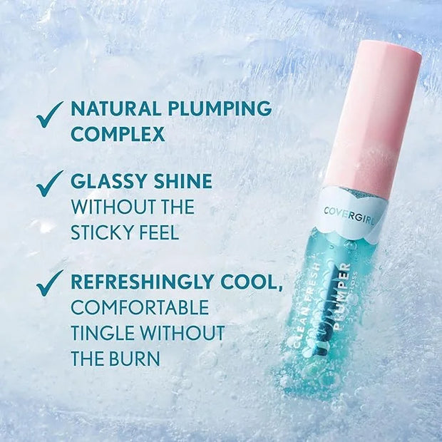 Covergirl Clean Fresh Yummy Plumper Lip Gloss, 860 Encourage-Mint, Shiny, Vegan Formula, Easy to Apply, Minty Flavor, 0.33...