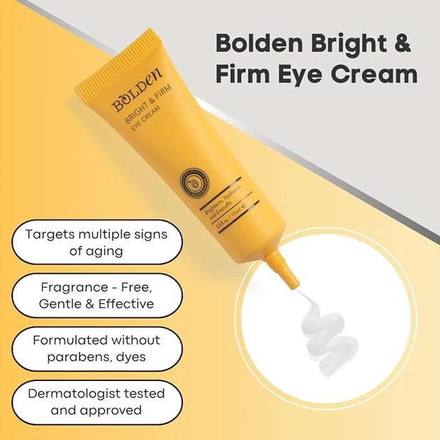 BOLDEN Bright & Firm Eye Cream | Under Eye Cream for Dark Circles & Puffiness | Hydrates and Improves Wrinkles | Fragrance...