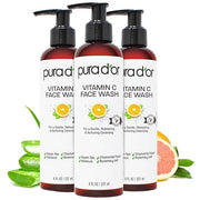 PURA D'OR Vitamin C Face Wash (8oz x3 = 24oz) Antioxidant Rich Facial Cleanser For Radiant Glow & Even Skin Tone - Gentle,...