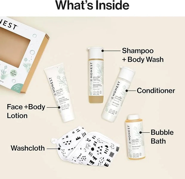 The Honest Company Fragrance Free Bathtime Gift Set | Hypoallergenic Bath Essentials for Sensitive Skin | Shampoo + Body W...