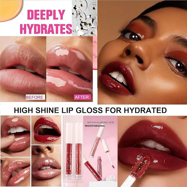 ﻿Rose Tan lip plumper gloss Tinted Glitter Lipgloss Lip Oil Teens Moisturizing Lipstick Lip Balm High Shine And Vegan Plum...